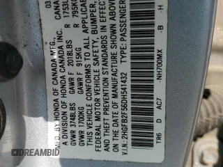 2013 Honda Civic LX z VIN 2HGFB2F56DH541432, wystawiony jako Copart lot #57077625 z przebiegiem 119 189 mil mil oraz Szkoda całkowita • Salvage title. Historia ofert i sprzedaży dostępna na DreamBid. Obrazek 12.