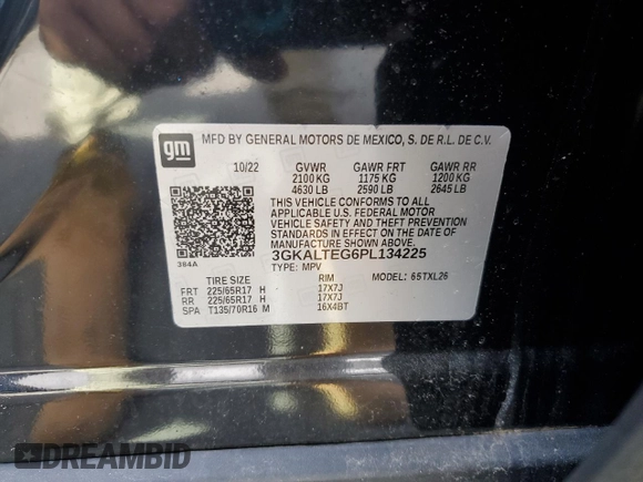 2023 GMC Terrain SLE z VIN 3GKALTEG6PL134225, wystawiony jako Copart lot #71724734 z przebiegiem 14 932 mil mil oraz Szkoda całkowita • Salvage title. Historia ofert i sprzedaży dostępna na DreamBid. Obrazek 13.