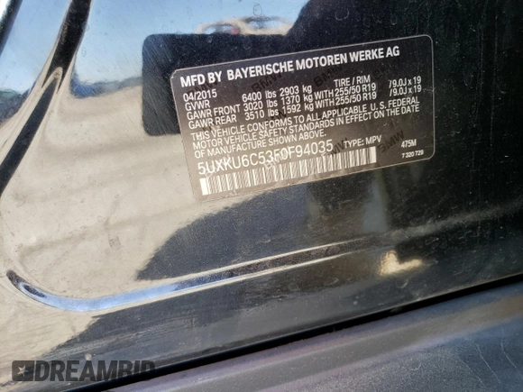 2015 BMW X6 xDrive50i with VIN 5UXKU6C53F0F94035, listed as a Copart auction lot 49604204 with 122,910 mi miles and Salvage Title. Bid and sale history available at carsss.com. Image 13.