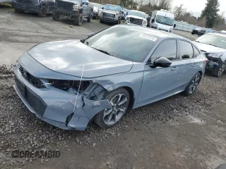 2025 Honda Civic Sedan Hybrid Sport with VIN 2HGFE4F83SH304505, listed as a Copart auction lot 45272215 with 2,830 mi miles and Salvage Title. Bid and sale history available at carsss.com. Image 1.