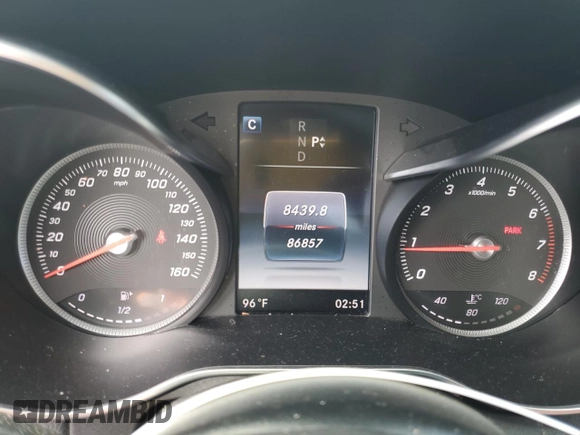 2017 Mercedes-Benz C C 300 with VIN WDDWF4JB6HR241526, listed as a Copart auction lot 53878065 with 86,857 mi miles and Salvage Title. Bid and sale history available at carsss.com. Image 9.