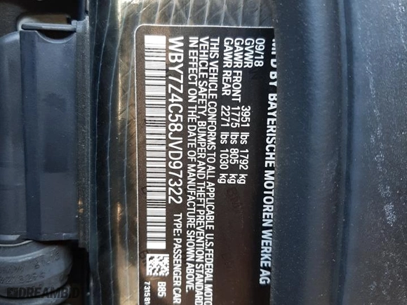 2018 BMW i3 with VIN WBY7Z4C58JVD97322, listed as a Copart auction lot 38056663 with 44,637 mi miles. Bid and sale history available at carsss.com. Image 13.