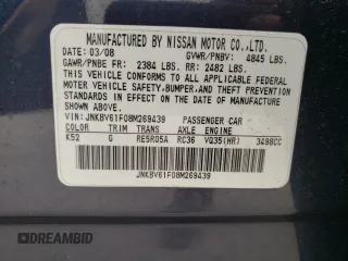 2008 Infiniti G35 x z VIN JNKBV61F08M269439, wystawiony jako Copart lot #52402455 z przebiegiem 250 603 mil mil oraz Szkoda całkowita • Salvage title. Historia ofert i sprzedaży dostępna na DreamBid. Obrazek 13.