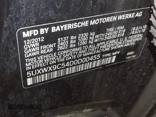 2013 BMW X3 xDrive28i with VIN 5UXWX9C54D0D00455, listed as a IAAI auction lot 42189306 with 156,704 mi miles and . Bid and sale history available at DreamBid. Image 9.