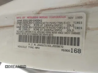 1990 Mitsubishi Montero z VIN JA4GJ31S0LJ009870, wystawiony jako IAAI lot #42192378 z przebiegiem 200 028 mil mil oraz . Historia ofert i sprzedaży dostępna na DreamBid. Obrazek 9.