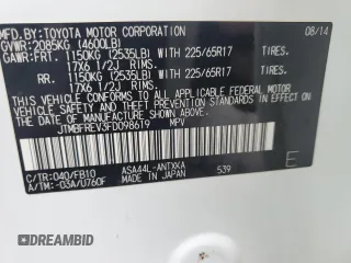 2015 Toyota RAV4 LE with VIN JTMBFREV3FD098619, listed as a Copart auction lot 52030325 with 296,877 mi miles and Clean Title. Bid and sale history available at carsss.com. Image 13.