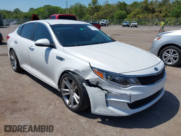 2016 Kia Optima LX with VIN KNAGT4L32G5085128, listed as a IAAI auction lot 42016728 with 259,218 mi miles. Bid and sale history available at carsss.com. Image 1.