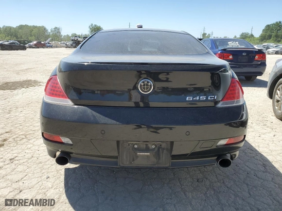 2005 BMW 6 Series 645Ci with VIN WBAEH73445B191713, listed as a Copart auction lot 57841944 with 134,410 mi miles and Clean Title. Bid and sale history available at carsss.com. Image 6.