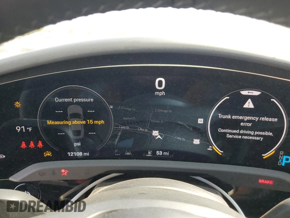 2023 Porsche Taycan GTS with VIN WP0AD2Y10PSA47385, listed as a Copart auction lot 71398934 with 12,108 mi miles and Salvage Title. Bid and sale history available at DreamBid. Image 9.
