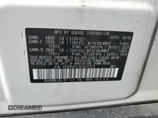 2019 Subaru Outback Premium with VIN 4S4BSAFC9K3247010, listed as a Copart auction lot 49248175 with 90,981 mi miles and Salvage Title. Bid and sale history available at carsss.com. Image 13.