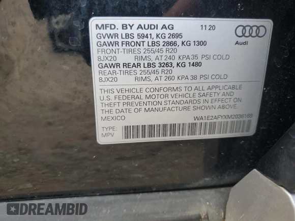 2021 Audi Q5 Premium Plus z VIN WA1E2AFYXM2036169, wystawiony jako Copart lot #66321815 z przebiegiem 57 928 mil mil oraz Szkoda całkowita • Salvage title. Historia ofert i sprzedaży dostępna na DreamBid. Obrazek 13.