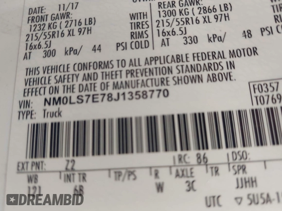 2018 Ford Transit Connect XL с VIN NM0LS7E78J1358770, выставлен на аукционе IAAI как лот 42389586 с пробегом 188 470 миль миль и . История ставок и продаж доступна на DreamBid. Изображение 9.
