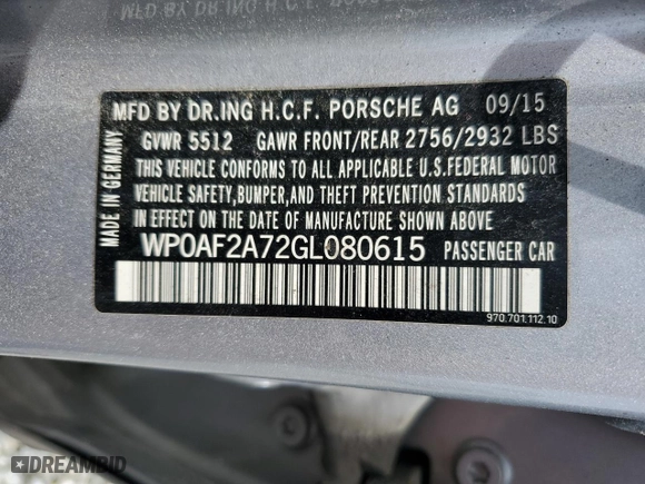 2016 Porsche Panamera GTS with VIN WP0AF2A72GL080615, listed as a Copart auction lot 53922515 with 114,384 mi miles and Clean Title. Bid and sale history available at carsss.com. Image 12.