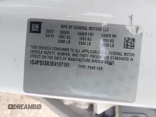 2014 Buick Verano Group with VIN 1G4PS5SK3E4197181, listed as a IAAI auction lot 42491132 with 150,000 mi miles and . Bid and sale history available at DreamBid. Image 9.