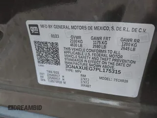 2023 Chevrolet Equinox LT с VIN 3GNAXUEG7PL175315, выставлен на аукционе IAAI как лот 42260399 с пробегом 22 800 миль миль и . История ставок и продаж доступна на DreamBid. Изображение 9.