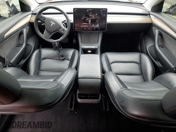 2022 Tesla Model 3 with VIN 5YJ3E1EA0NF186296, listed as a Copart auction lot 45711405 with 75,653 mi miles and Salvage Title. Bid and sale history available at DreamBid. Image 8.