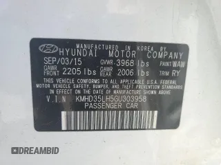 2016 Hyundai Elantra with VIN KMHD35LH5GU303958, listed as a Copart auction lot 54234385 with 83,729 mi miles and Salvage Title. Bid and sale history available at DreamBid. Image 13.