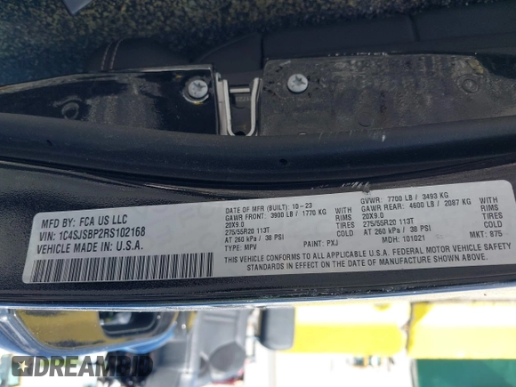 2024 Jeep Wagoneer Series II с VIN 1C4SJSBP2RS102168, выставлен на аукционе IAAI как лот 42511841 с пробегом 38 212 миль миль и . История ставок и продаж доступна на DreamBid. Изображение 9.