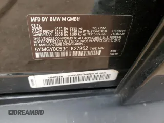 2012 BMW X5 M with VIN 5YMGY0C53CLK27952, listed as a Copart auction lot 81315264 with 90,187 mi miles and Salvage Title. Bid and sale history available at carsss.com. Image 13.