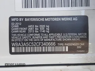 2012 BMW 3 Series 328i with VIN WBA3A5C52CF340666, listed as a IAAI auction lot 42508281 with 131,795 mi miles and . Bid and sale history available at DreamBid. Image 9.