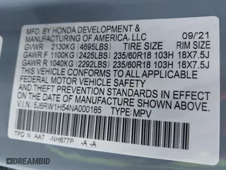 2022 Honda CR-V EX with VIN 5J6RW1H54NA000185, listed as a IAAI auction lot 41441299 with 29,087 mi miles. Bid and sale history available at carsss.com. Image 9.