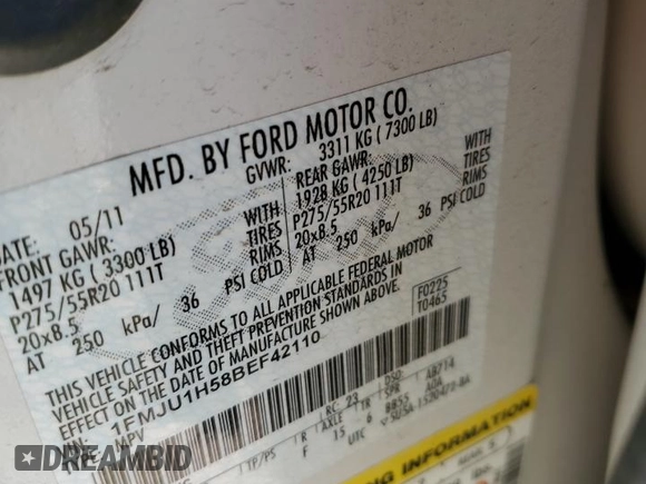 2011 Ford Expedition XLT z VIN 1FMJU1H58BEF42110, wystawiony jako Copart lot #51685905 z przebiegiem 171 477 mil mil oraz Szkoda całkowita • Salvage title. Historia ofert i sprzedaży dostępna na DreamBid. Obrazek 15.