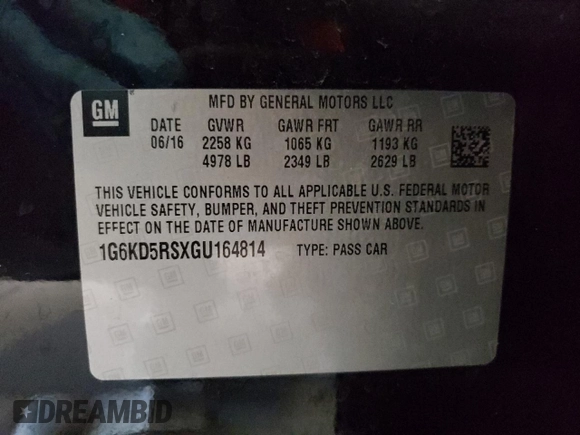 2016 Cadillac CT6 Luxury AWD z VIN 1G6KD5RSXGU164814, wystawiony jako Copart lot #64423305 z przebiegiem 186 528 mil mil oraz Szkoda całkowita • Salvage title. Historia ofert i sprzedaży dostępna na DreamBid. Obrazek 12.