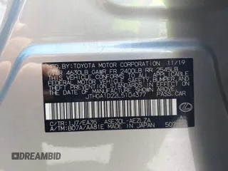 2020 Lexus IS 300 F Sport with VIN JTHGA1D22L5104377, listed as a IAAI auction lot 42488594 with 59,089 mi miles and . Bid and sale history available at DreamBid. Image 9.