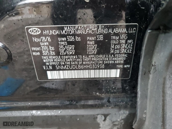 2017 Hyundai Santa Fe Sport 2.4L with VIN 5NMZUDLB6HH030938, listed as a Copart auction lot 47996995 with 82,761 mi miles and Salvage Title. Bid and sale history available at carsss.com. Image 15.