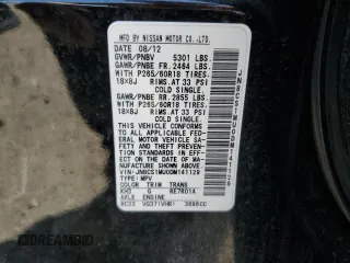 2013 Infiniti FX with VIN JN8CS1MU0DM141129, listed as a Copart auction lot 51896075 with 92,927 mi miles and Salvage Title. Bid and sale history available at carsss.com. Image 13.
