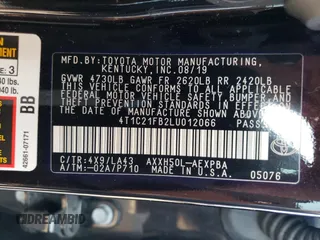 2020 Toyota Avalon Limited Hybrid z VIN 4T1C21FB2LU012066, wystawiony jako Copart lot #70624702 z przebiegiem 59 611 mil mil oraz . Historia ofert i sprzedaży dostępna na DreamBid. Obrazek 13.