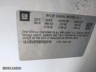 2016 Chevrolet Malibu LT with VIN 1G1ZE5ST5GF352410, listed as a IAAI auction lot 41758158 with 109,673 mi miles. Bid and sale history available at carsss.com. Image 9.