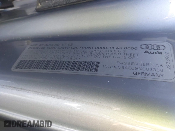2009 Audi A8 z VIN WAULV94E09N003356, wystawiony jako IAAI lot #41387468 z przebiegiem 101 926 mil mil oraz . Historia ofert i sprzedaży dostępna na DreamBid. Obrazek 9.