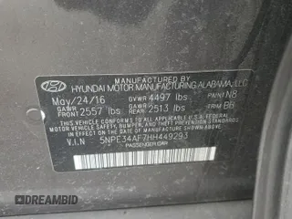 2017 Hyundai Sonata Sport with VIN 5NPE34AF7HH449293, listed as a Copart auction lot 46923095 with 83,187 mi miles and Salvage Title. Bid and sale history available at DreamBid. Image 12.