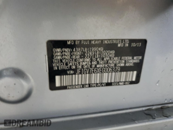 2014 Subaru WRX WRX с VIN JF1GV7E6XEG006379, выставлен на аукционе Copart как лот 77955974 с пробегом 163 958 миль миль и Чистый • Clean title. История ставок и продаж доступна на DreamBid. Изображение 12.