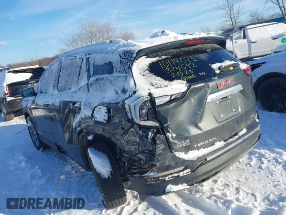 2021 GMC Terrain SLT with VIN 3GKALVEV8ML374592, listed as a IAAI auction lot 41582701 with 49,038 mi miles and . Bid and sale history available at carsss.com. Image 3.
