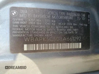 2011 BMW 3 Series 328i xDrive with VIN WBAPK5C50BA661292, listed as a Copart auction lot 44318755 with 158,377 mi miles and Salvage Title. Bid and sale history available at DreamBid. Image 12.