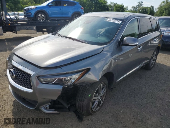 2019 Infiniti QX60 Pure with VIN 5N1DL0MM6KC562021, listed as a Copart auction lot 63622235 with 52,556 mi miles and Clean title. Bid and sale history available at DreamBid. Image 1.