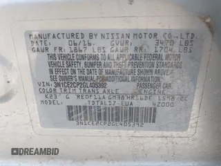 2016 Nissan Note S with VIN 3N1CE2CP2GL405392, listed as a IAAI auction lot 42484125 with Not provided miles and . Bid and sale history available at DreamBid. Image 9.
