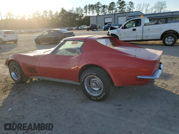 1972 Chevrolet Corvette with VIN 1Z37K2S501379, listed as a Copart auction lot 88223115 with 49,405 mi miles and Salvage title. Bid and sale history available at DreamBid. Image 2.