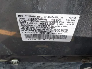 2014 Acura MDX Tech Pkg with VIN 5FRYD3H47EB010189, listed as a IAAI auction lot 42052320 with 127,225 mi miles. Bid and sale history available at carsss.com. Image 9.