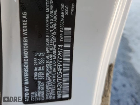 2015 BMW 4 Series 428i with VIN WBA3V7C54FP772674, listed as a Copart auction lot 88060515 with 95,980 mi miles and Salvage Title. Bid and sale history available at carsss.com. Image 12.
