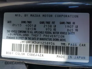 2015 Mazda 3 S Grand Touring with VIN JM1BM1M34F1258936, listed as a IAAI auction lot 42071464 with 100,933 mi miles and . Bid and sale history available at DreamBid. Image 9.
