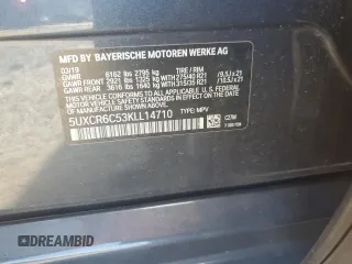 2019 BMW X5 xDrive40i with VIN 5UXCR6C53KLL14710, listed as a Copart auction lot 57408185 with 51,547 mi miles and Salvage title. Bid and sale history available at DreamBid. Image 14.