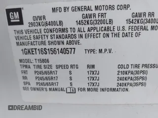 2005 GMC Envoy XL SLE with VIN 1GKET16S156140577, listed as a IAAI auction lot 42116766 with 145,060 mi miles. Bid and sale history available at carsss.com. Image 9.