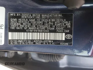 2017 Toyota Camry XLE with VIN 4T1BF1FK1HU812462, listed as a Copart auction lot 54645555 with 98,772 mi miles and Salvage Title. Bid and sale history available at carsss.com. Image 12.