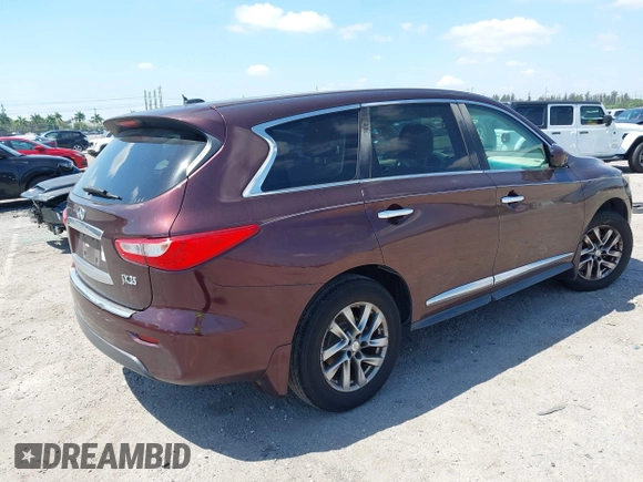 2013 Infiniti JX35 with VIN 5N1AL0MM6DC332579, listed as a IAAI auction lot 42138584 with 137,046 mi miles and . Bid and sale history available at DreamBid. Image 4.