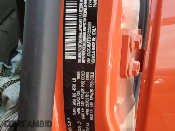 2015 Jeep Renegade Sport with VIN ZACCJBAT3FPC23361, listed as a Copart auction lot 62801114 with Not Provided miles and Salvage Title. Bid and sale history available at DreamBid. Image 16.