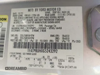 2016 Ford Mustang EcoBoost Premium with VIN 1FATP8UHXG5243292, listed as a IAAI auction lot 42315552 with 106,753 mi miles and . Bid and sale history available at DreamBid. Image 9.