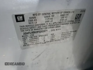2015 GMC Terrain SLE with VIN 2GKFLVEK0F6265871, listed as a Copart auction lot 54306335 with 149,232 mi miles and Salvage Title. Bid and sale history available at carsss.com. Image 13.